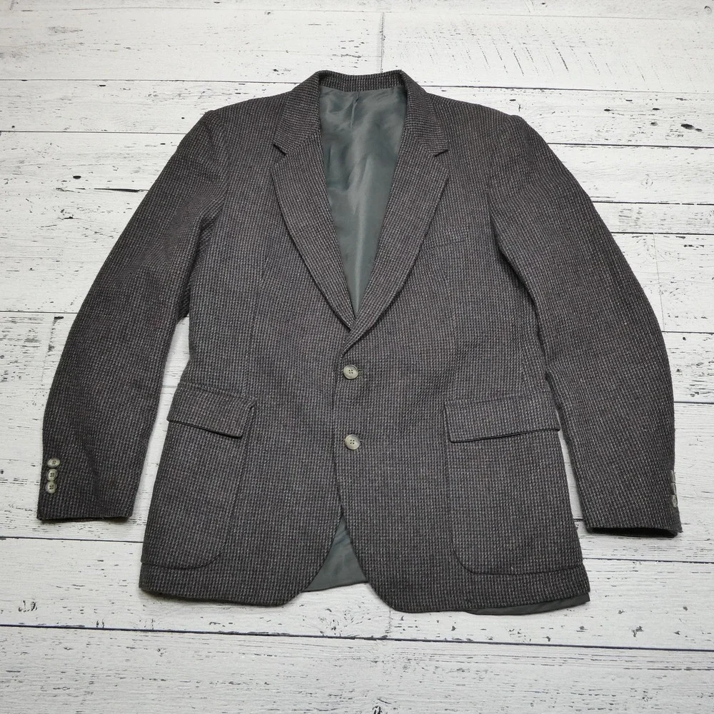 Ashford & Rhodes ltd Blazer‎ Mens 40R Gray Tweed Two Button Notch Lapel Jacket